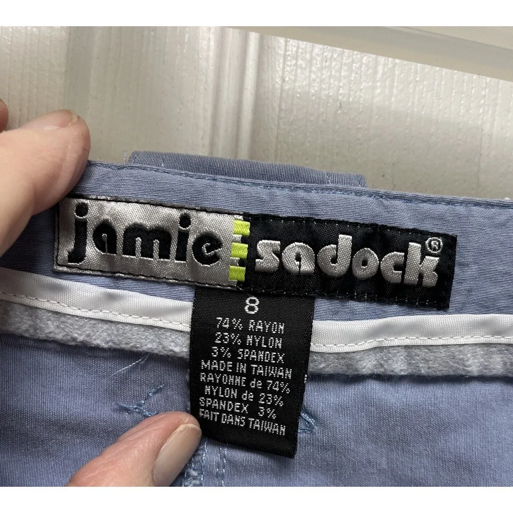 JAMIE SADOCK RESORT PANTS Sz 8  Blue CROPPED--POCKETS--ZIPPERS-RAYON BLEND